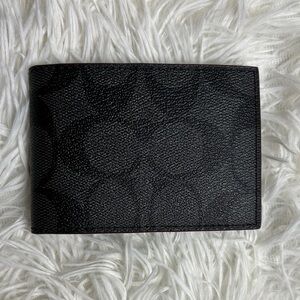 Coach Black Textured Leather Card Holder